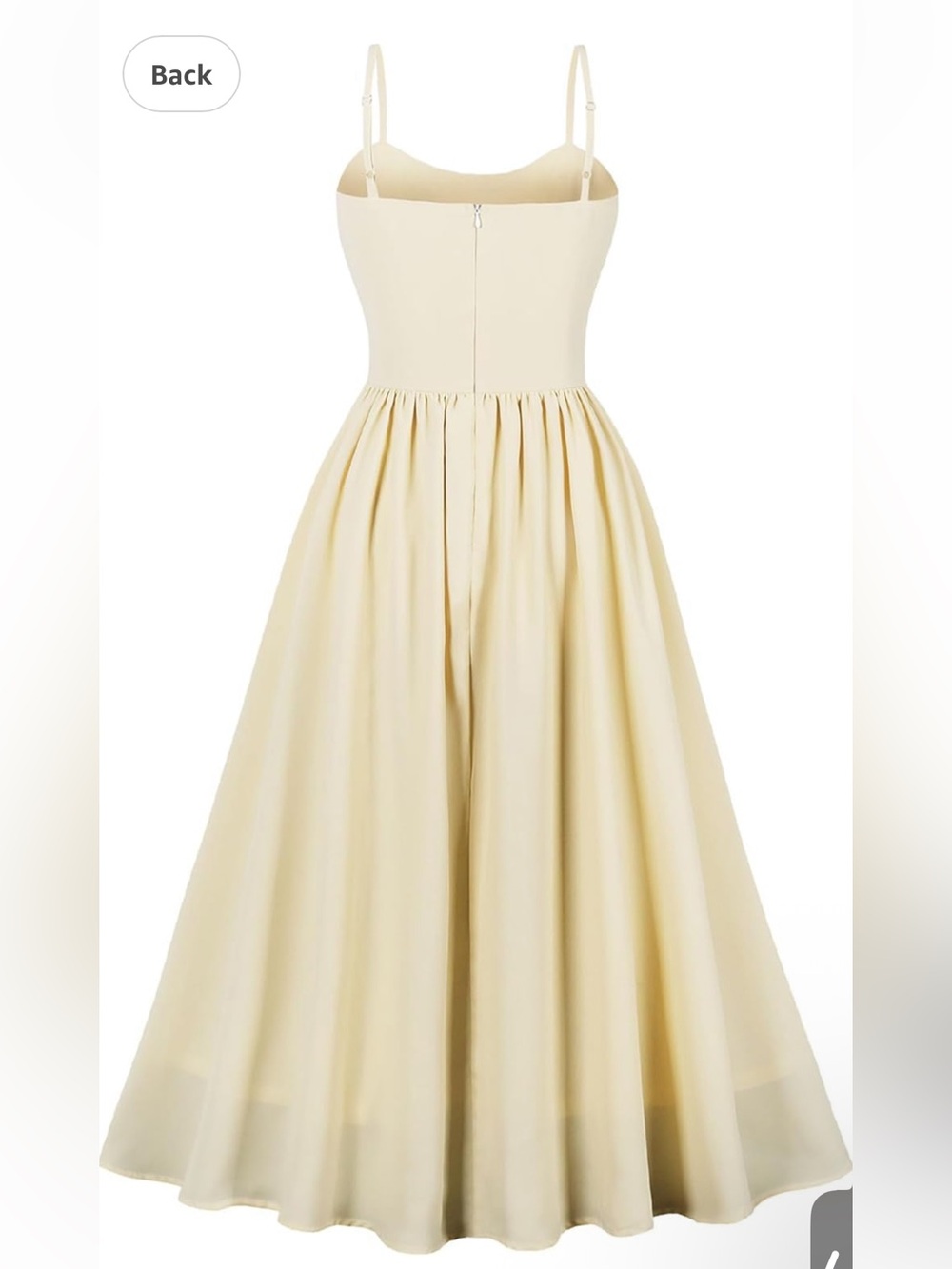 Minimalist Cream Midi Slip Dress with Spaghetti Straps - Picture 8 of 11
